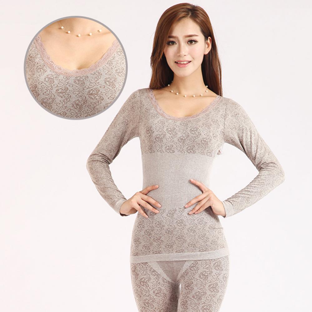 Women Winter Thermal Underwear High Elasticity O-Neck Top Long Johns Pajama Set Long Sets For Women Warm Clothing тёплое бельё