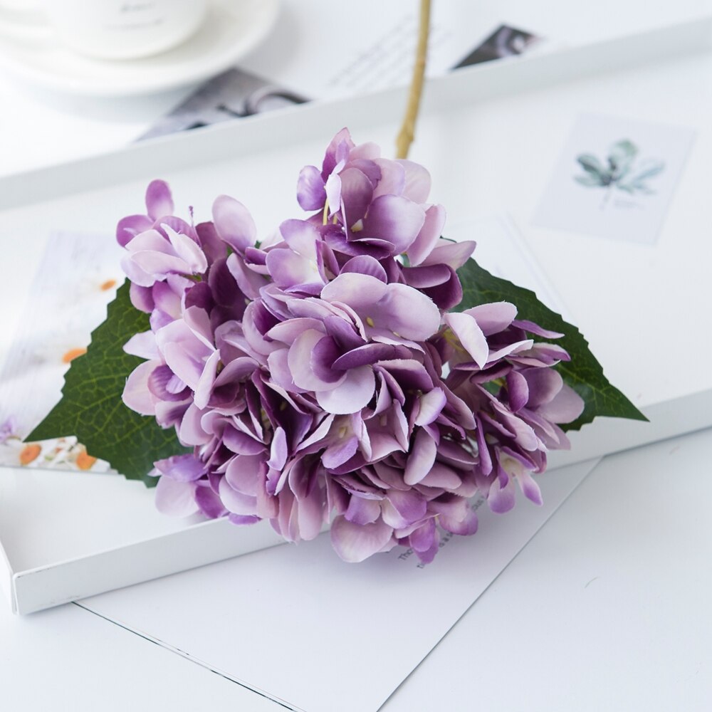Siden hortensia höst år jul vas för heminredning tillbehör bröllop dekorativa växter billiga konstgjorda blommor: Lila
