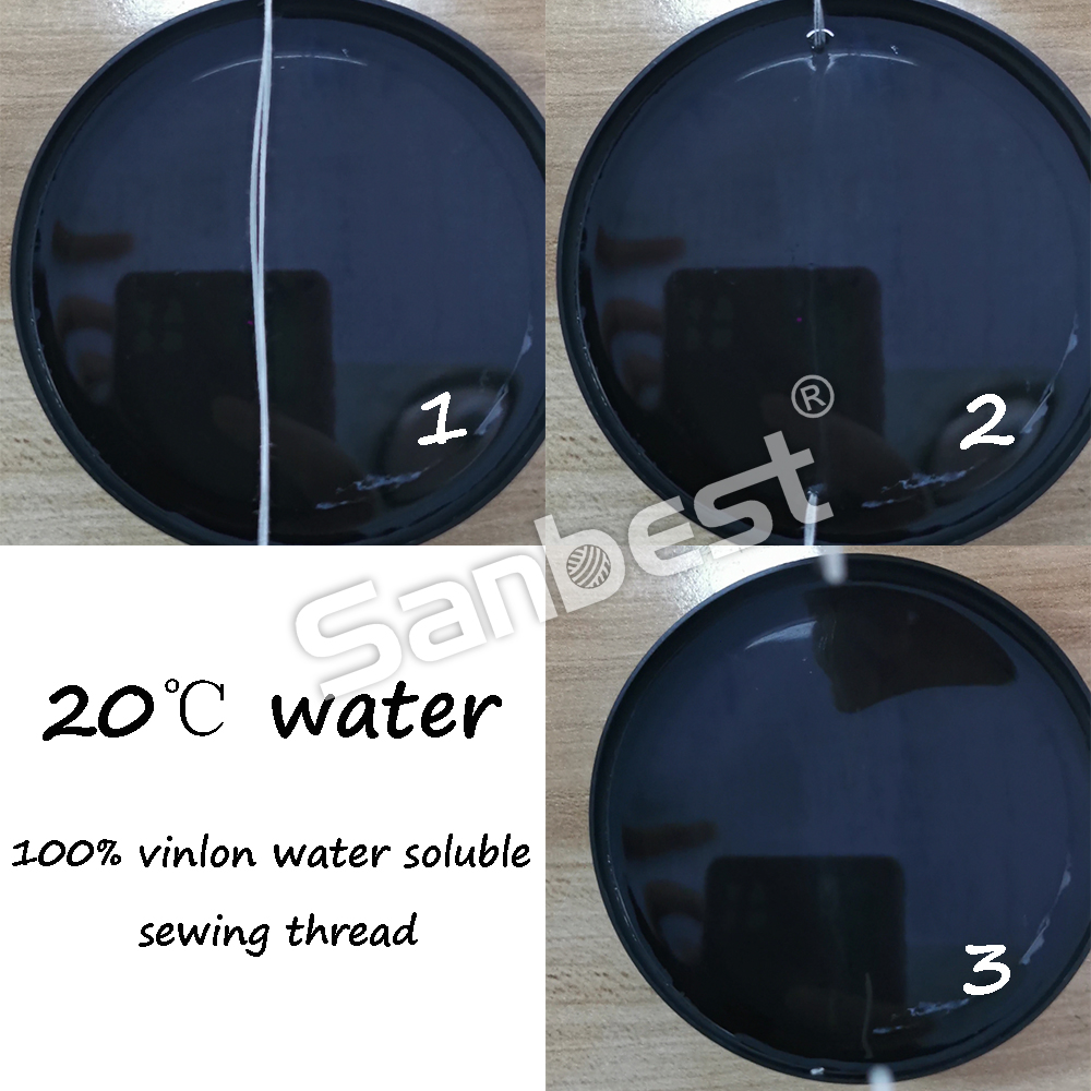 Sanbest-hilo de coser Soluble en agua, 2000m, 100% Vinylon, 40s/2, poliéster hilado 20C, Wash Away, hilos Extra acolchados