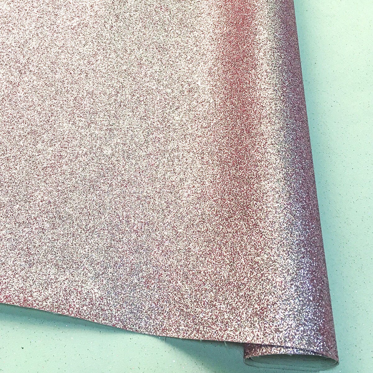 20*30CM Sparkly Fine Glitter PU Leatherette Sewing Fabric iridescent Sequins Faux Leather Craft Bows Bag Earring Making DIY: Pink
