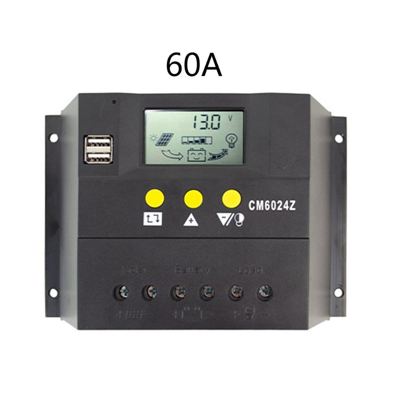 50A 60A Solar Charge Controller 12V 24V for PWM with Auto LCD Battery Charge Panel PV System Solar Controller