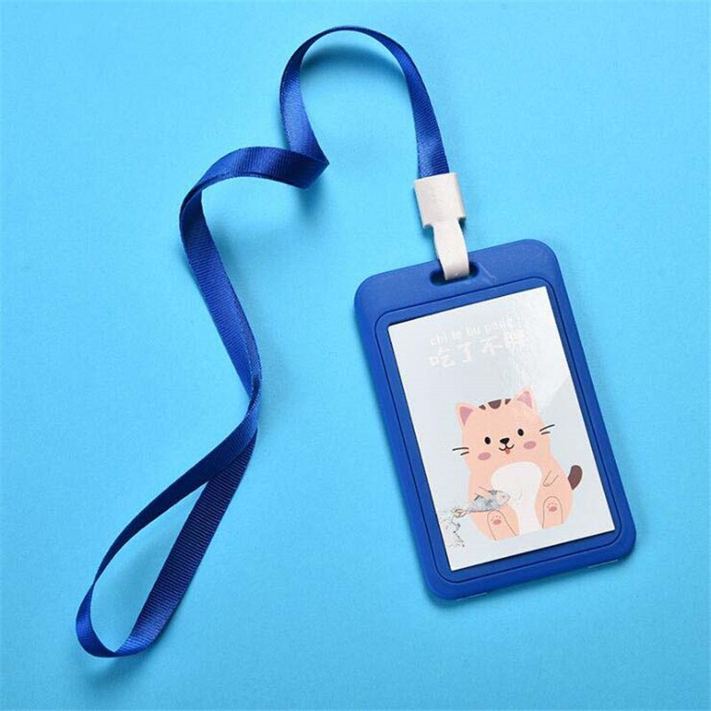 Kawaii Carino Cassa del Supporto di Carta di IDENTIFICAZIONE di Affari Del Fumetto autobus Della Copertura Della Carta di Credito Bancario in PVC Trasparente per il Capretto Studente Delle Donne Distintivo sacchetto del Regalo del sacchetto: Blu