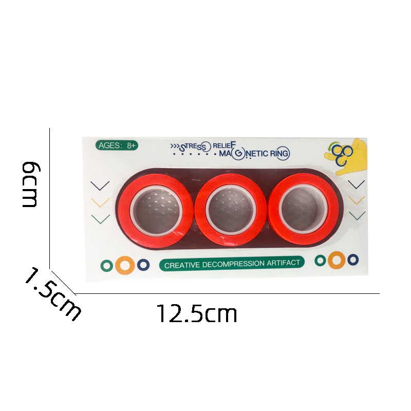 Anillos magnéticos Fidget Toy para adultos, Idea TDAH Ansiedad Juego de juguetes magnéticos Fidget Spinner Anillos para aliviar, para adolescentes: Rojo