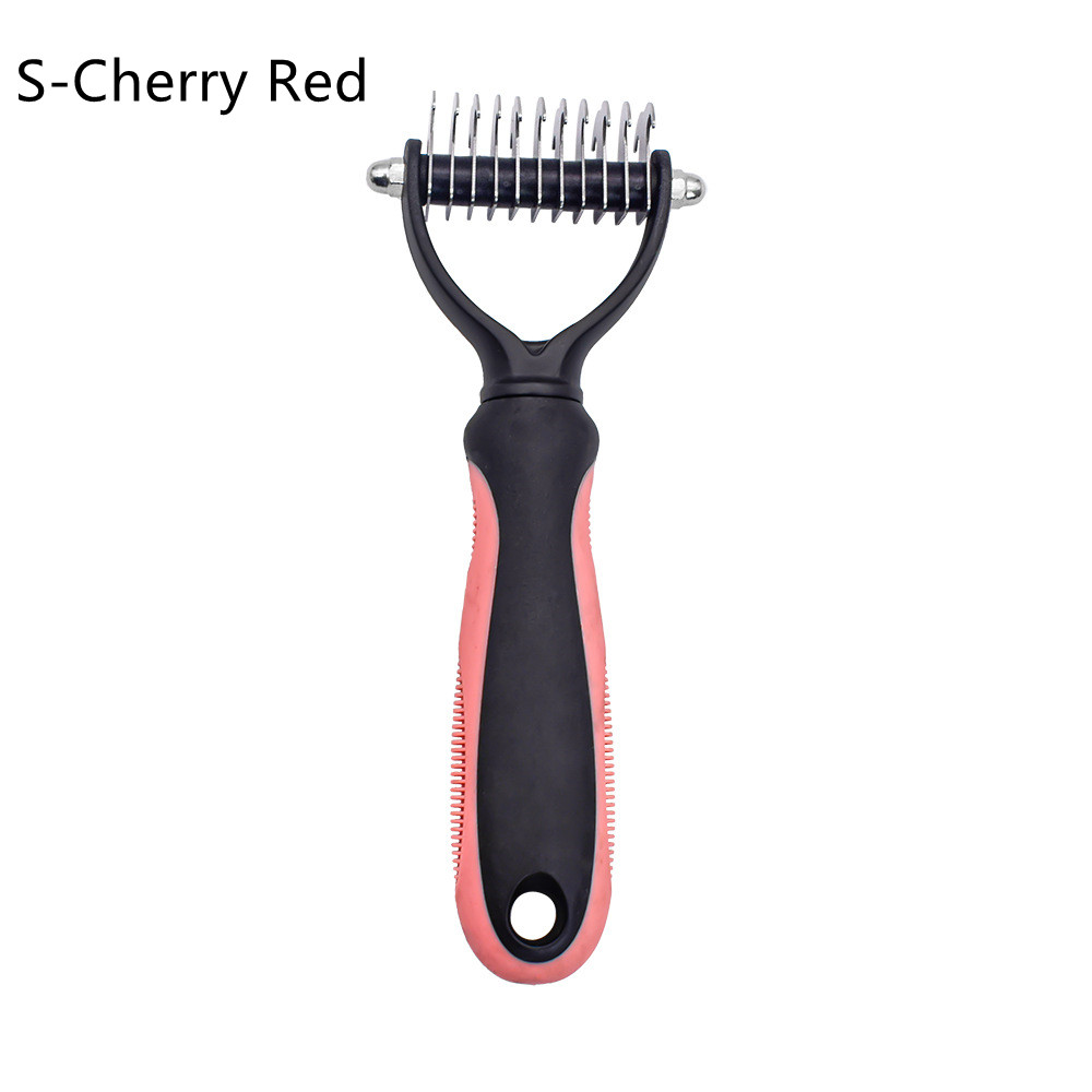Hair Removal Comb for Dogs Cat Detangler Fur Trimming Dematting Brush Grooming Tool For matted Long Hair Curly Pet: PURPLE