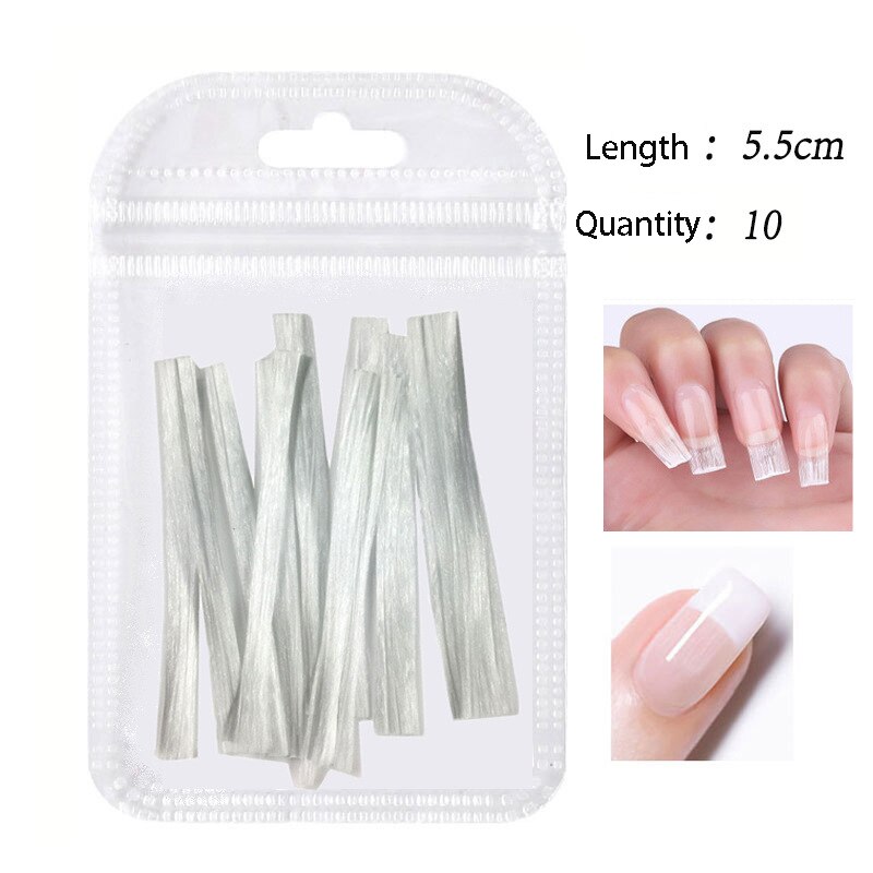 Nail Art 1 m/2.75 m Glasvezel Nail Extension Glasvezel Nagels Versterken Zijde Acryl Nail Tip Vorm Fiber: 10pcs