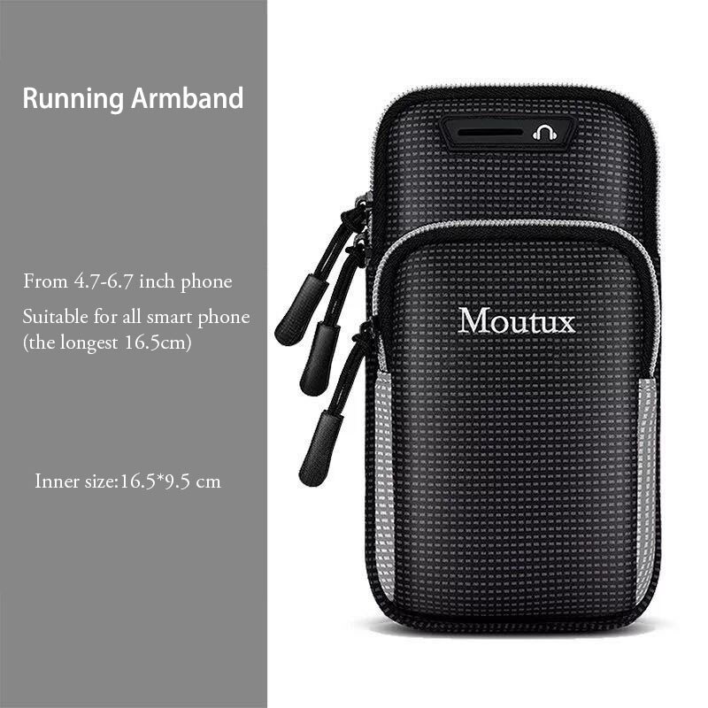 6.7 tommer mobiltelefon armbånd håndholder taske gym udendørs sport løbepose armbånd taske til iphone max 7 plus 8 xiaomi: Grå