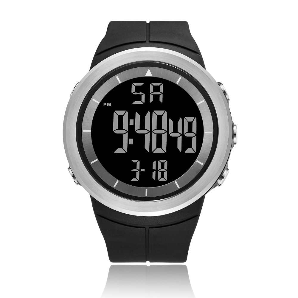 Ohsen Mode Lcd Digitale Mannen Horloge 50M Waterdichte Leger Greenoutdoor Sport Hand Mannelijke Klokken Relogio Masculino: White watch