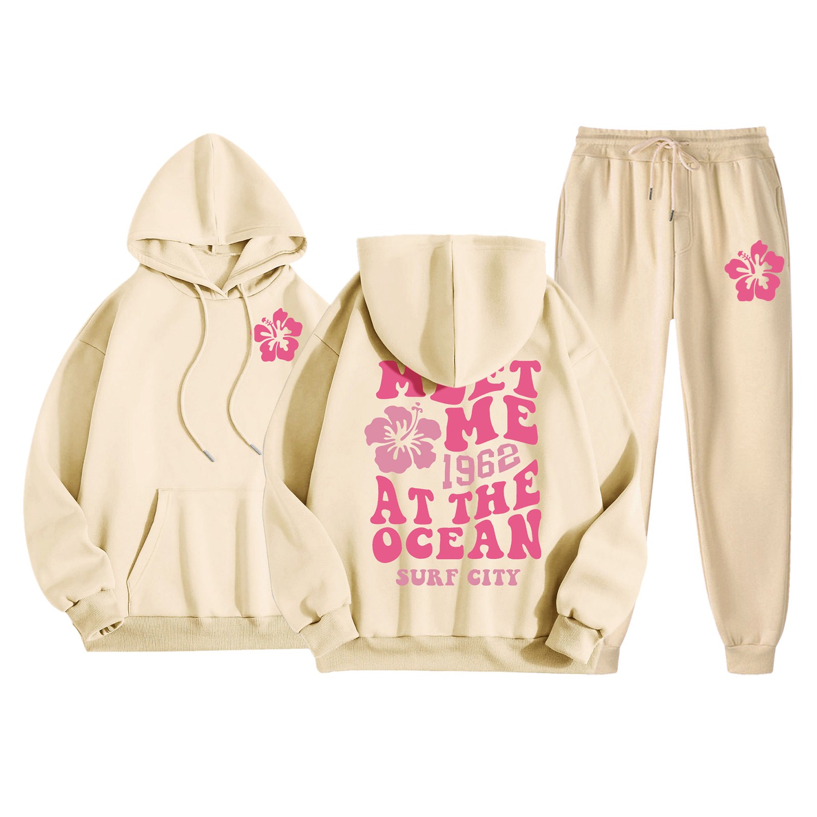Damkläder i två delar set hoodie sweatshirt och långa mjukisbyxor joggingbyxor dam fina byxdressar fina byxdressar för kvinnor