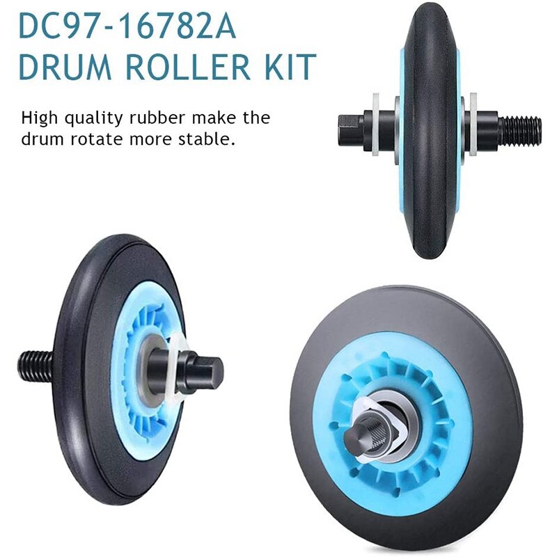 Dryer Repair Kit for Samsung Dryers, DC97-16782A Drum Support Rollers, DC93-00634A Dryer Idler Pulley Replaces AP5325135