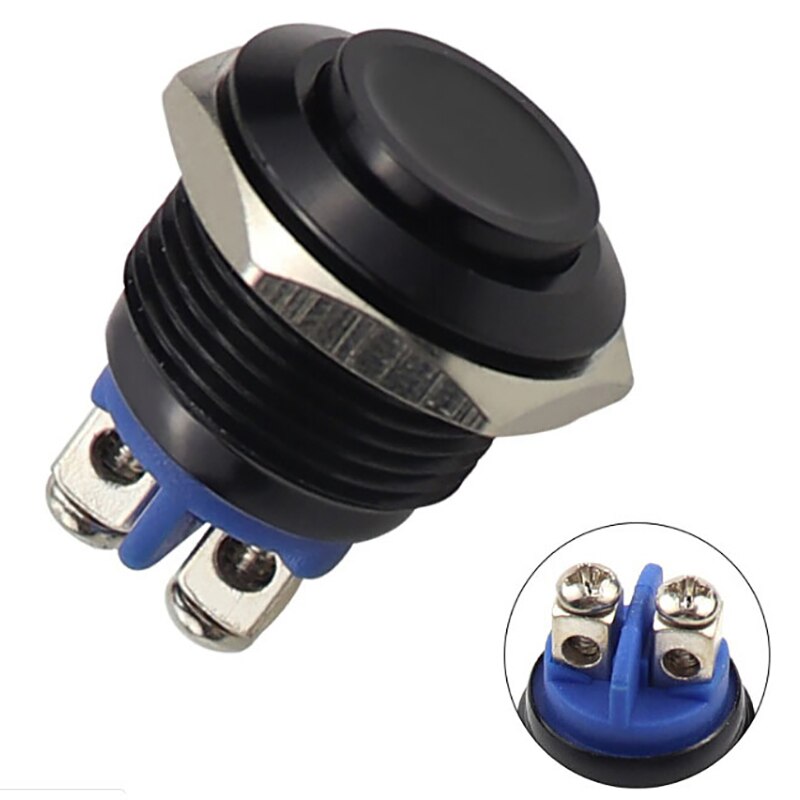 16mm ip67 metal-trykknap-afbryder vandtæt selv-nulstilling øjeblikkelig låsning låsning ingen høj / flad / øjeblikkelig rund form: Sort