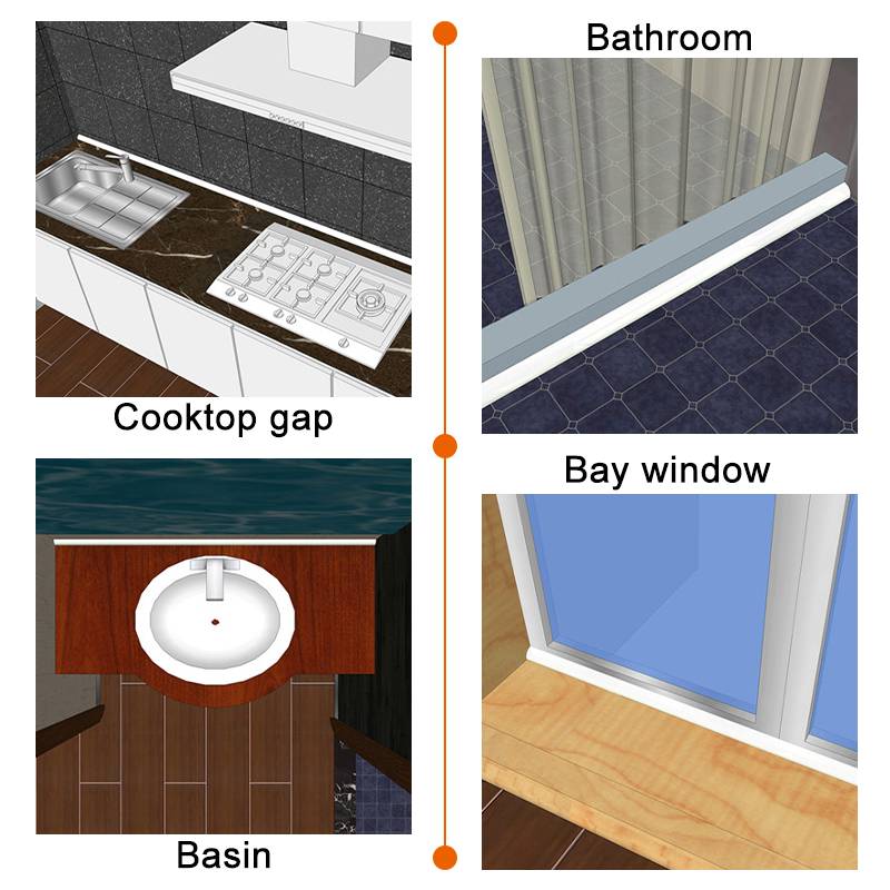 12MM haute Silicone stoppeur pliable comptoir de cuisine bande de retenue d'eau salle de bain seuil de douche barrière de barrage d'eau