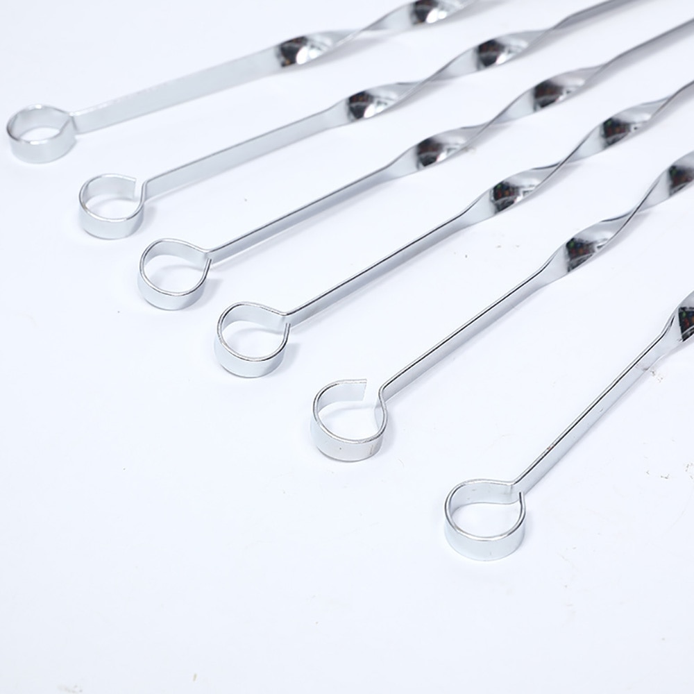 Brochettes plates pour Barbecue en acier inoxydable réutilisables, 10 pièces, aiguilles pour Barbecue, pour Camping en plein air, outils de pique-nique, outils de cuisine