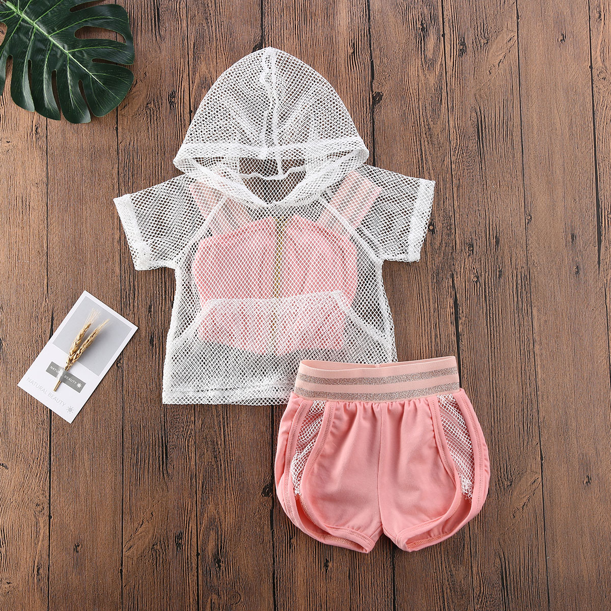 Pige sportstøj sommer børn baby piger mesh hættetrøjer strop camis shorts 3 stk outfits træningsdragt 1-5y