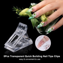 Set Van 5 Stuks Transparant Quick Building Nail Tips Clips Vinger Nagel Uv Led Plastic Builder Klemmen Manicure