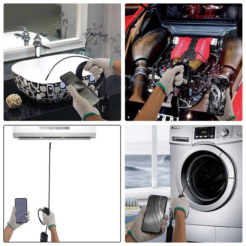 5MP Pixel WiFi Endoscope Camera 5.5mm Lens With White Light 5M 10M Hard Cable IP67 Borescope For Android Apple Device