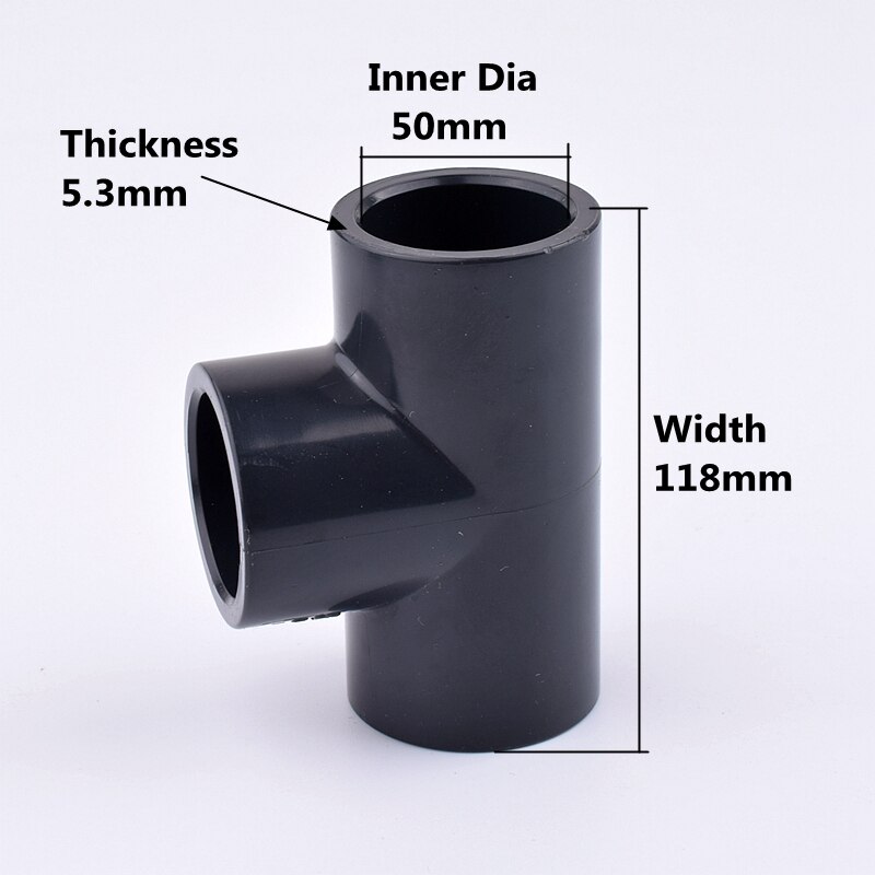 2-10Pcs 20-63mm UPVC Three-Way Joints Garden Irrigation Plastic Water Pipe Fittings Fish Tank Aquarium Accessories: 2Pcs / 50mm inner dia