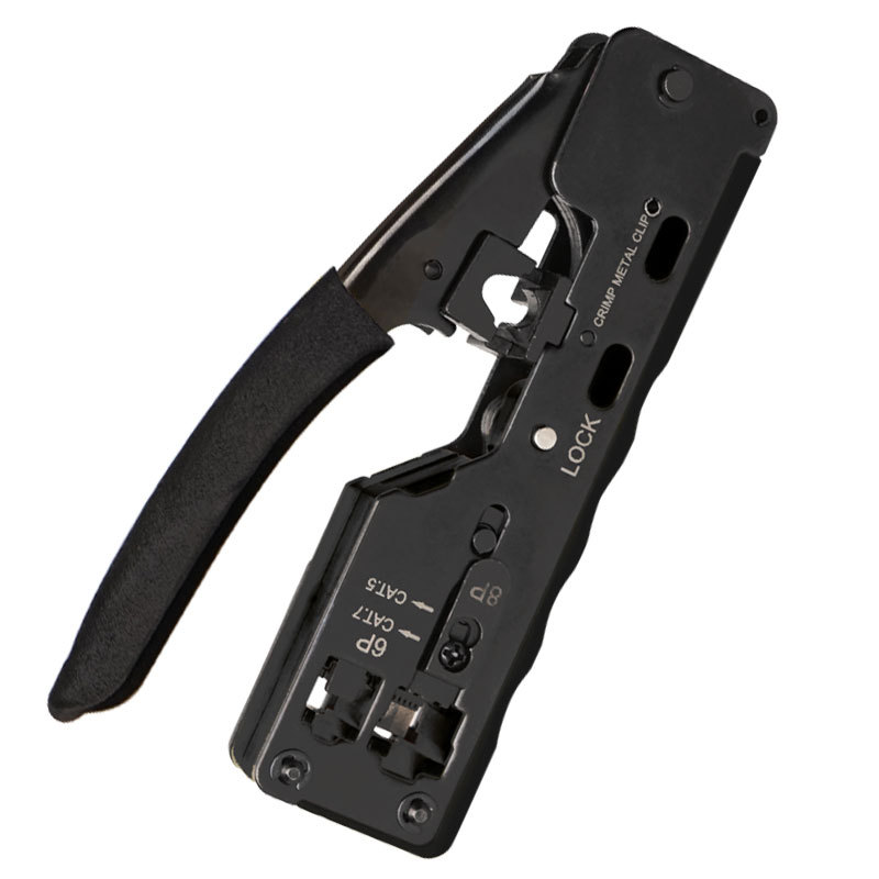 CAT5 CAT6 CAT7 Passeren Crimper Krimpgereedschap Voor Standaard RJ45 RJ12 RJ11 Connectors CAT6a Afgeschermde Modulaire Stekkers: Black