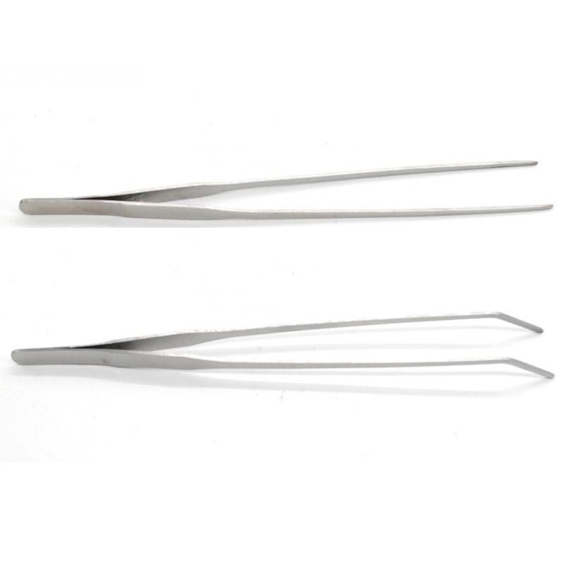 2pc/set Straight + Elbow Stainless Steel Tank Tweezers Pliers Aquarium Tool Fish Tank Aquatic Plants Forceps Clip Cleaning Tool