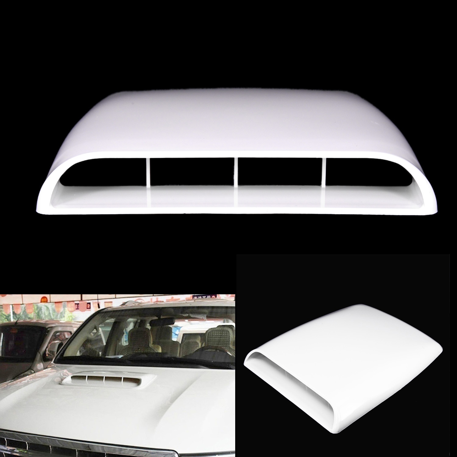 Bil styling universal abs plast bil panser panser scoop luftstrøm inntak ventil deksel 4 x 4 dekorativt biltilbehør: Hvit