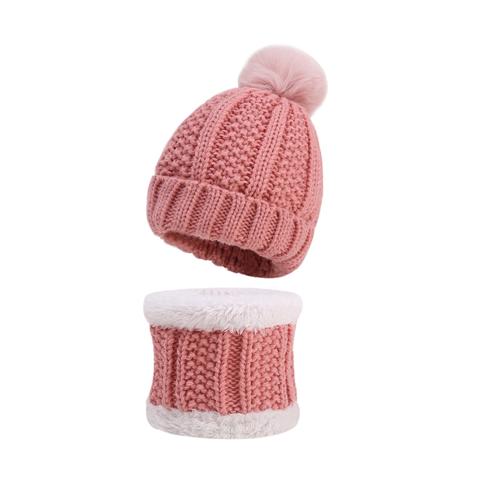 Børns strikket hat lille barn til jul varm udendørs ultra-varm plys akryl lam fleece fortykning rød baby beanie: Lyserød