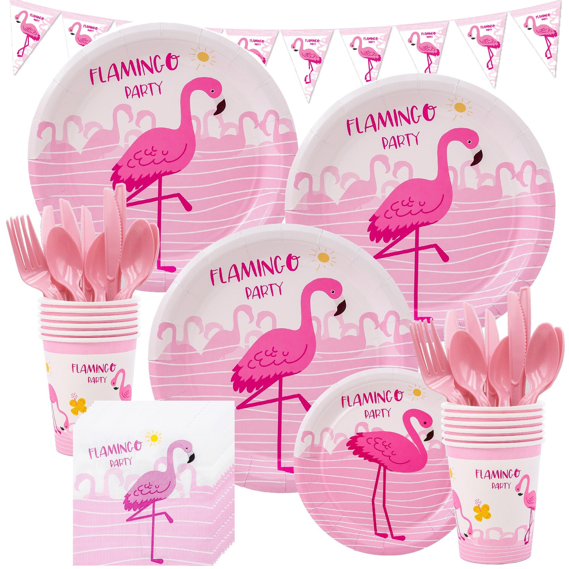 Suministros de de cumpleaños, vajilla desechable de flamenco, rosa, plato, tazas o manteles, Baby Shower, decoración para de boda