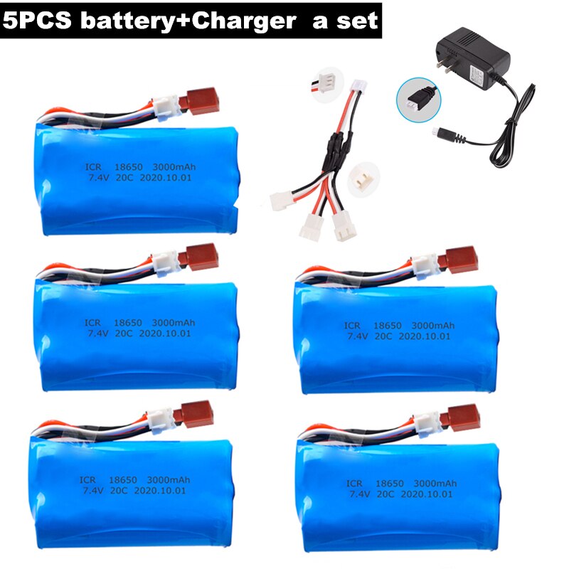 18650 7,4 V 3000MAH Batterie T Stecker für Q46 Wltoys 10428 /12428/12423 RC Auto Ersatzteile Zubehör Wltoys 144001 a959-B A969-B: Gold