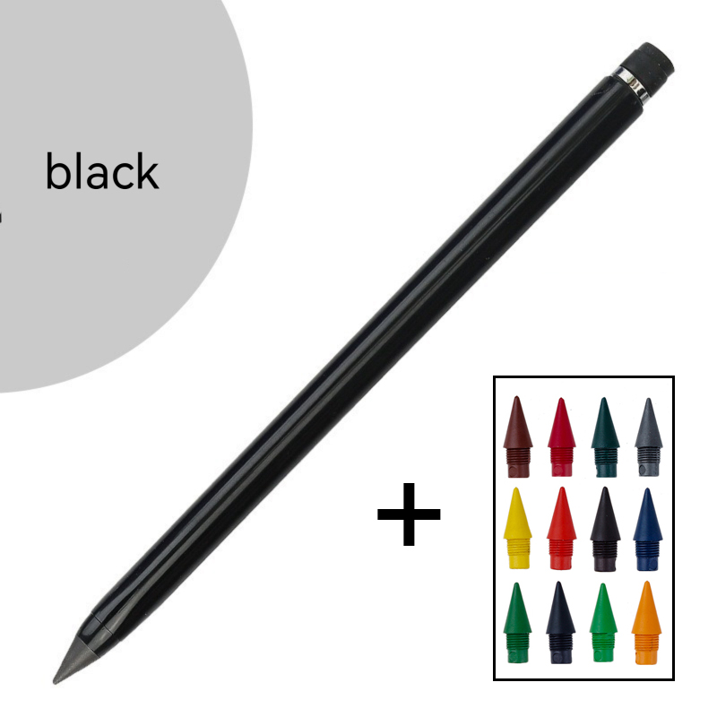 24/13pcs Unlimited Writing Color Pencil With refill set No Ink Novelty Eternal Pencils Pen Art Color Painting School Supplies: Yellow