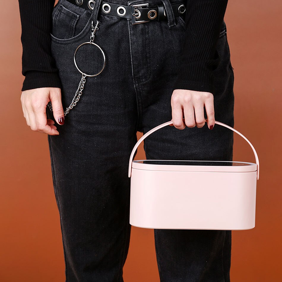 Podświetlane lustro robić makijażu skrzynka Organizer na kosmetyki z oświetleniem doprowadziło lustro robić makijażu kreatywne 2 w 1 przenośne pudełko na przybory robić makijażu