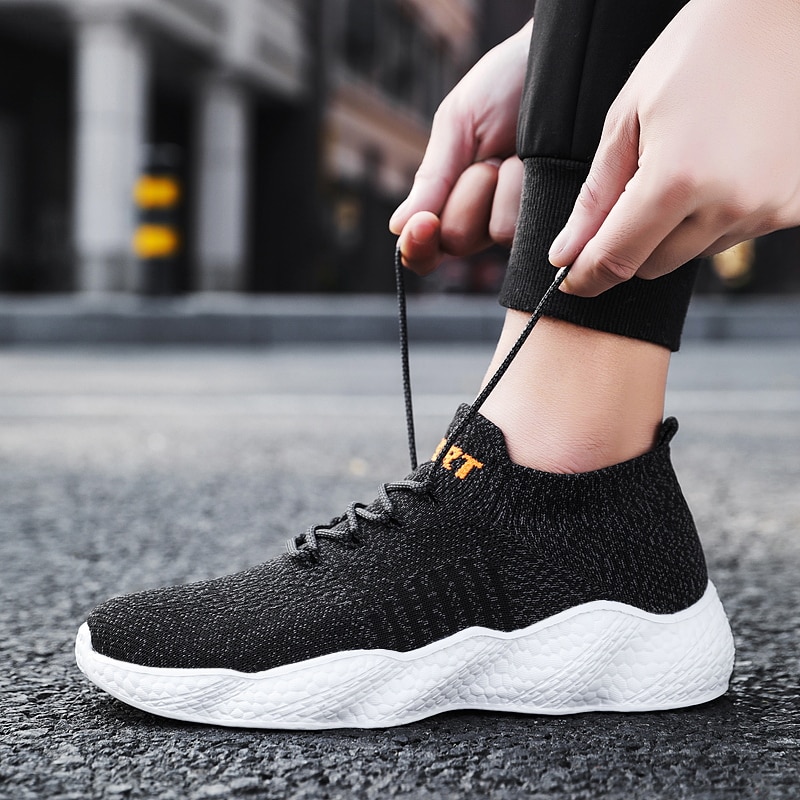 Damyuan løpesko plugg størrelse 46 komfortable pustende sneaker til menn vulkanisere sko uten skinn sportssko til menn