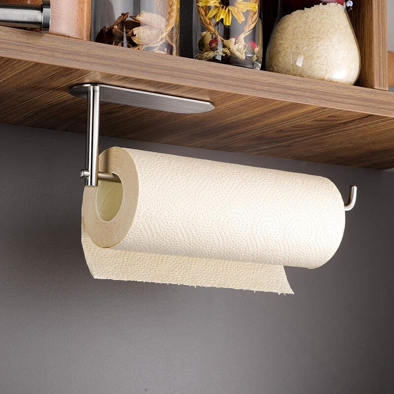 Paper Towel Holder Under Cabinet Mount - Easy One-Handed Tear Adhesive Paper Towel Rack,12 Inch Bar-Fits All Roll Sizes