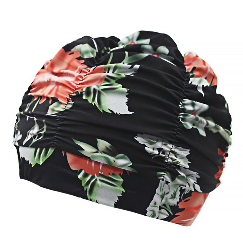 Women Swimming Cap Floral Printed Swim Pool Hat Beach Surfing Long Hair Ears Protection Summer Beach Swim Caps Free size