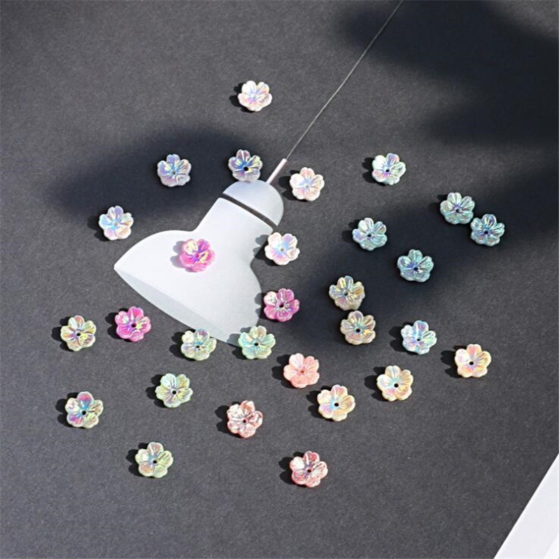 50pcs/lot 8mm imitate shell resin flower beads for diy hair clip Hairpin jewelry making handmade accessories material