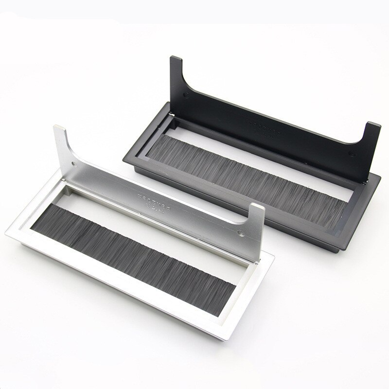 Square Rectangle Aluminum Office Table Desk PC Cabinet Wire Cable Hole Flap Brush Grommet Cover Gold Black Brown