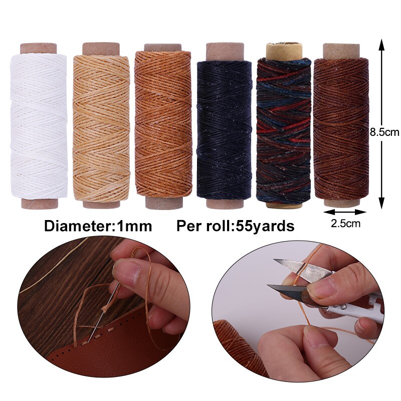 MIUSIE Leather Waxed Thread Sewing Kits Hand Sewing Needles with Leather Craft for Leather Canvas DIY Sewing Accessories