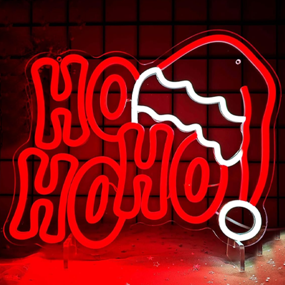 Rood Wit Vrolijk Kerstfeest Neonreclames HOHOHO Kerst Kerst Neonlicht Winkel Bar Raam Muur Decor Licht USB Dimbaar Licht: natuurlijk licht