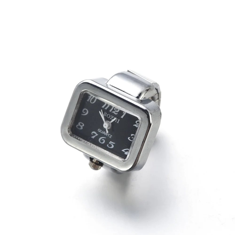 Anillo de reloj colorido para hombre y mujer, puntero Retro plateado, reloj de cuarzo, anillos para dedo, correa de aleación Punk, relojes, accesorios de joyería: royal blue