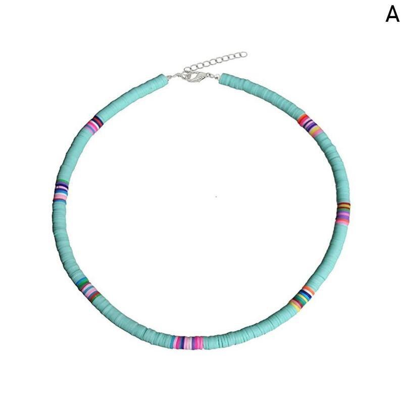 Collar redondo de arcilla suave para mujer, Gargantilla informal a la , joyería multicolor, para accesorios de mujer I0E2: 01