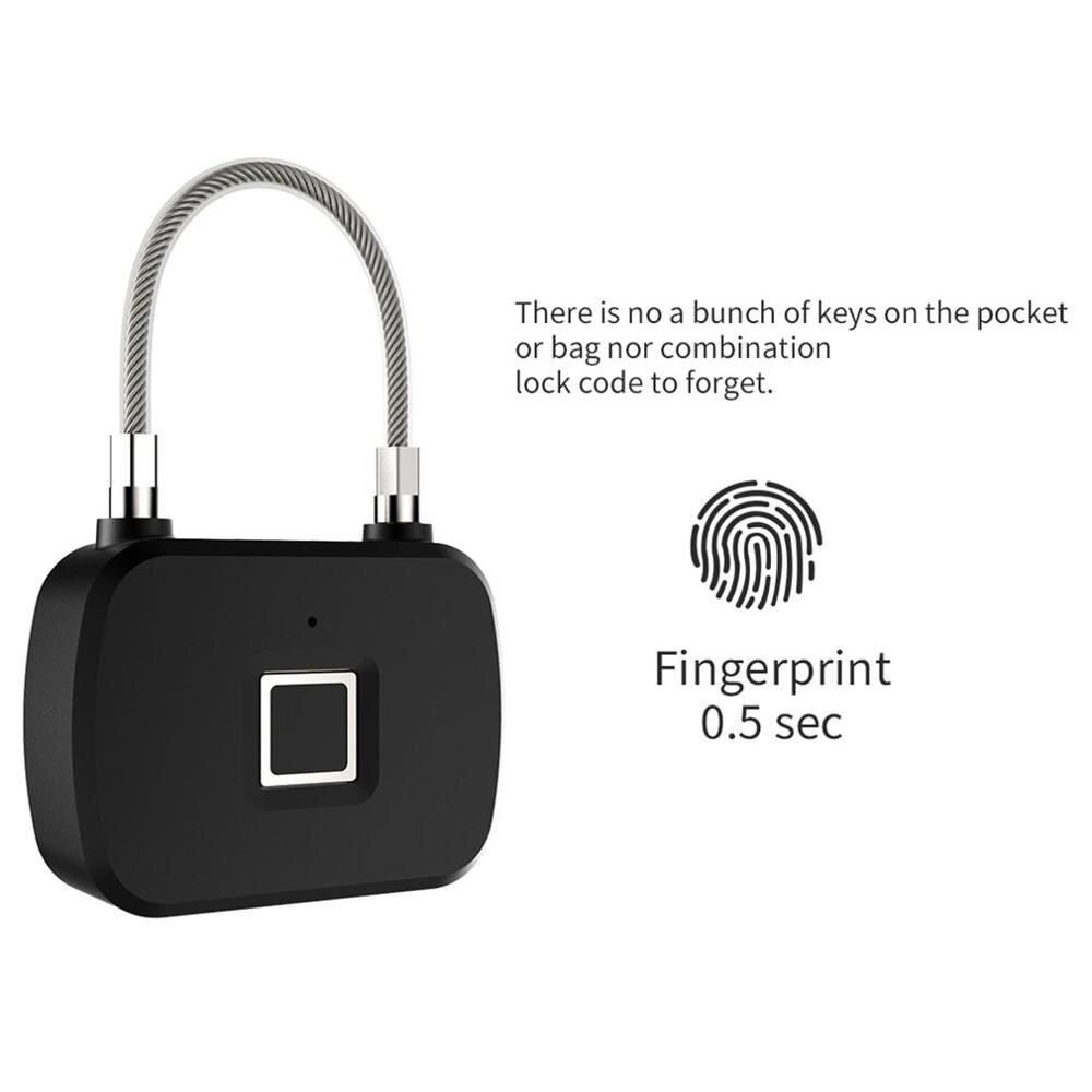 Mini Unlock Oplaadbare Smart Lock Keyless Vingerafdruk Lock Anti-Diefstal Beveiliging Hangslot Deur Bagage Lock