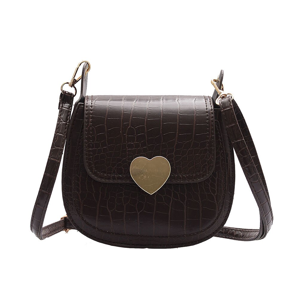 Kleine pu leren crossbodytassen met stenenpatroon voor dames, effen schoudertassen, dames crossbodytas, bolsos: Koffie