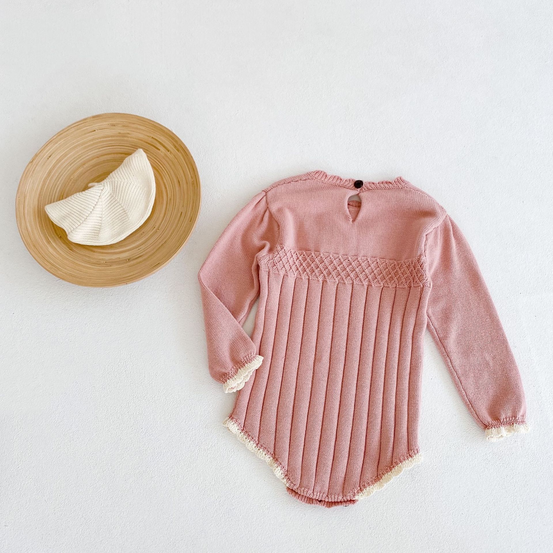 0-24m neugeborene Baby mädchen zur Seite fahren herbst Winter warme kleidung langarm schleife strickstrampler süßer Overall strickwaren