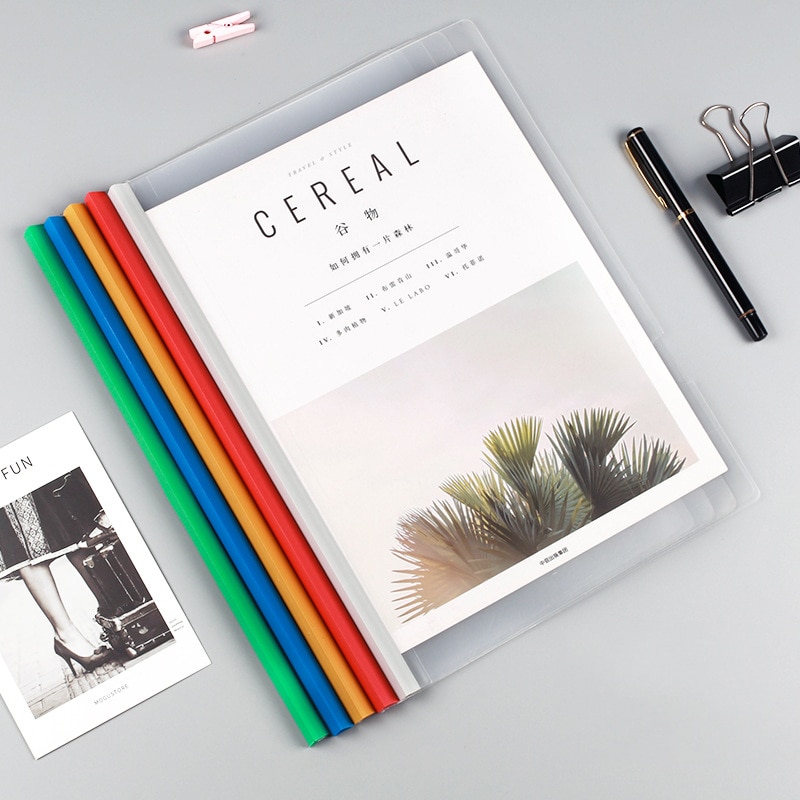 10pcs/set A4 File Folder Sliding Bar Binder Transparent Covers Folder Classification File Folder School Office report Folder