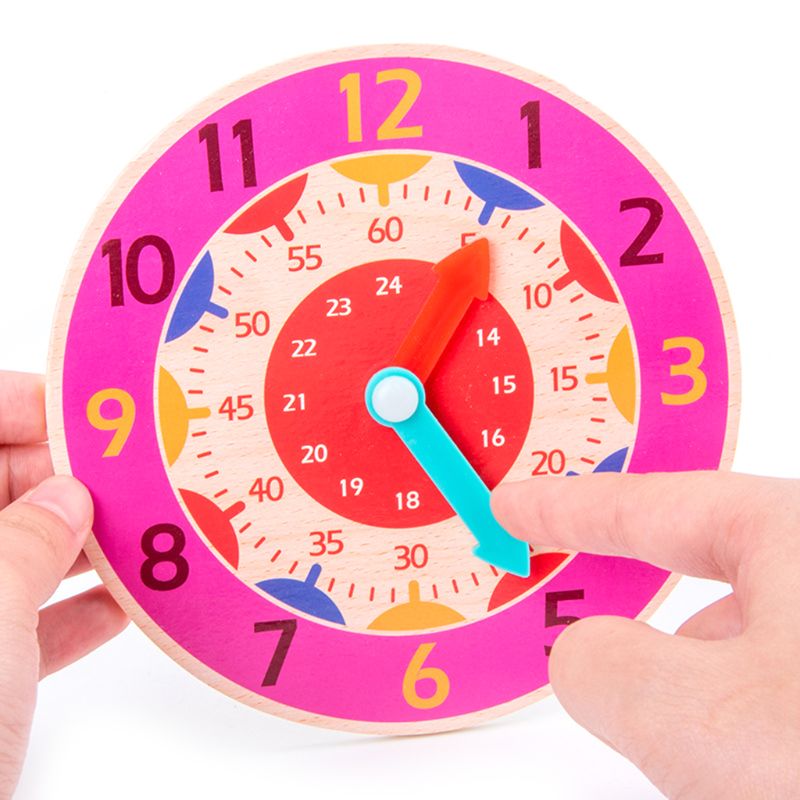 Children Wooden Clock Toy Hour Minute Second Cognition Colorful Clocks Toys for Kids Early Preschool Teaching Aids