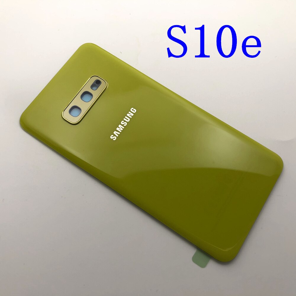 Posteriore di Vetro di Ricambio Per Samsung Galaxy S10 S10e S10 Più S10 + Copertura Posteriore Della Batteria del Portello Custodia di Cassa Della Macchina Fotografica di Vetro lente Telaio: S10e yellow