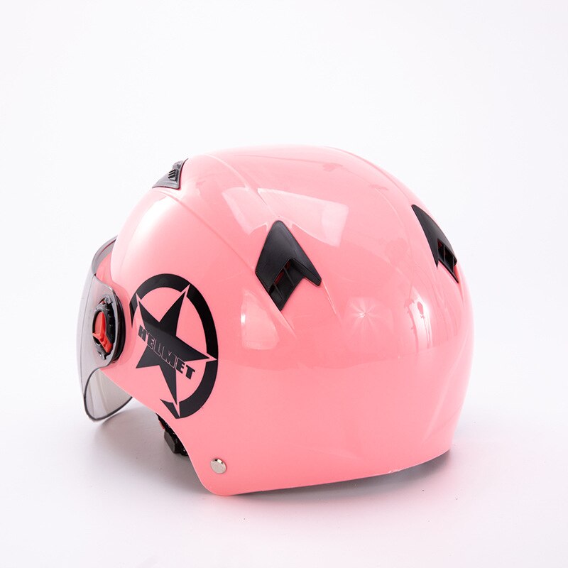 Cycling motorcycle helmet electric bicycle helmet off-road half helmet lens sun visor scooter motorcycle helmet winter men women: Pink