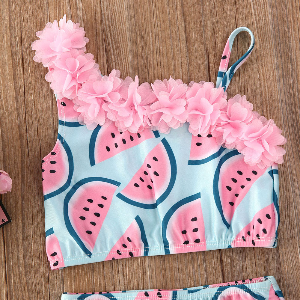 Toddler baby pige vandmelon to stykker bikini badedragt børn badetøj en skulder badedragt strandtøj 1-5y