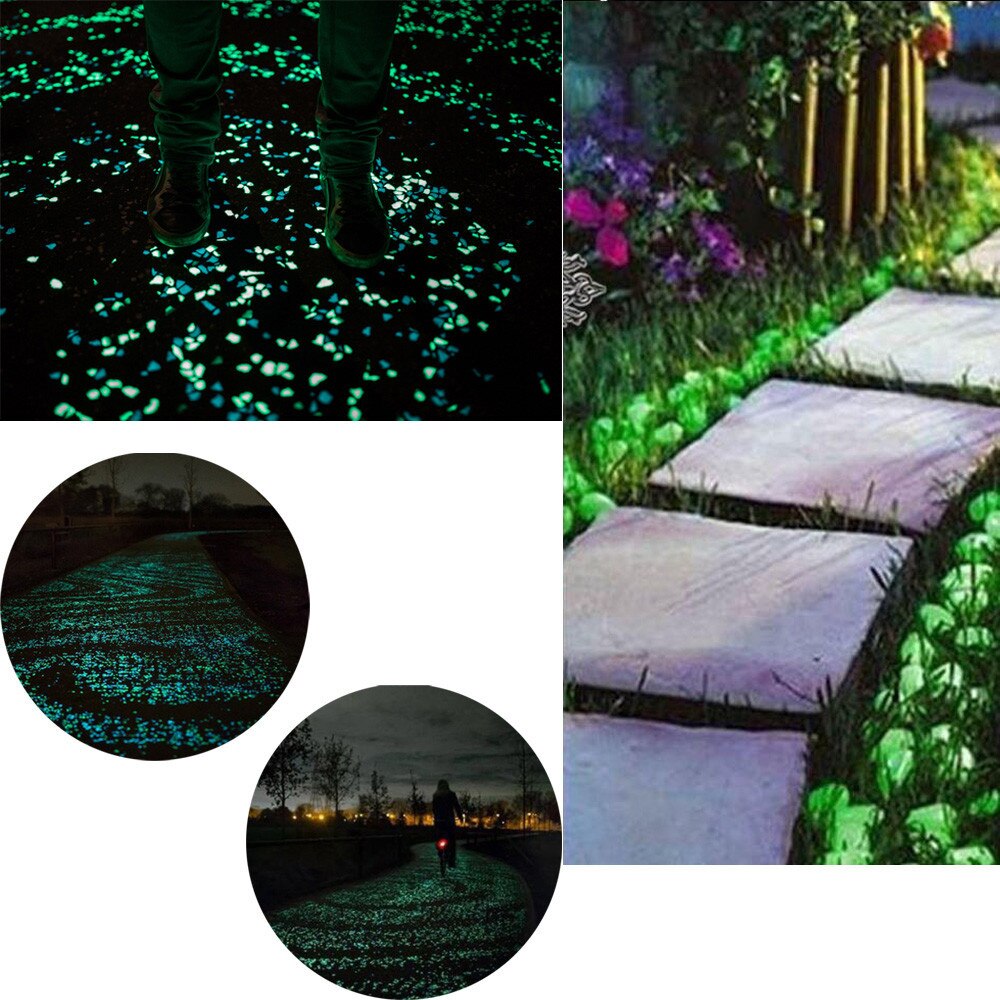 50pcs Glow in the Dark Garden Pebbles Glow Stones Rocks for Walkways Garden Path Patio Lawn Garden Yard Decor Luminous Stones