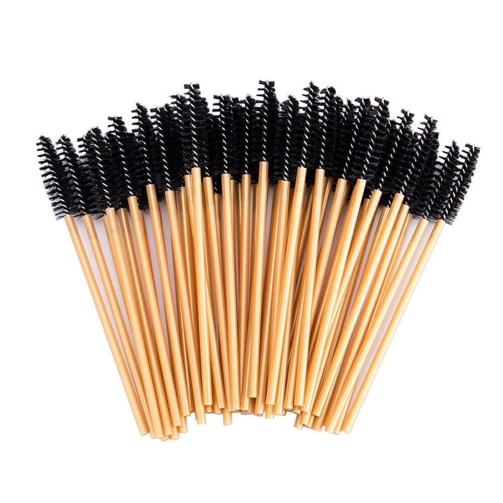 100 unids/pack nueva buena desechable pestañas maquillaje para pestañas cepillo Mini varitas de rímel de pincel para maquillaje herramienta de maquillaje: Black Golden