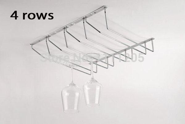 Wijnglas wandrek houders 38cm 4 rijen roestvrij staal zilver koperen hanger met schroeven hangende glasplanken rekken voor wijn