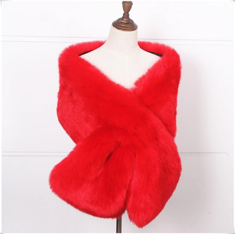 JaneVini Winter Braut Kap Hochzeit Mantel Faux Pelz Stola Weiß Rot Braut Capes Wraps Frauen Formale Kleid Schals Boleros Stolen: Red