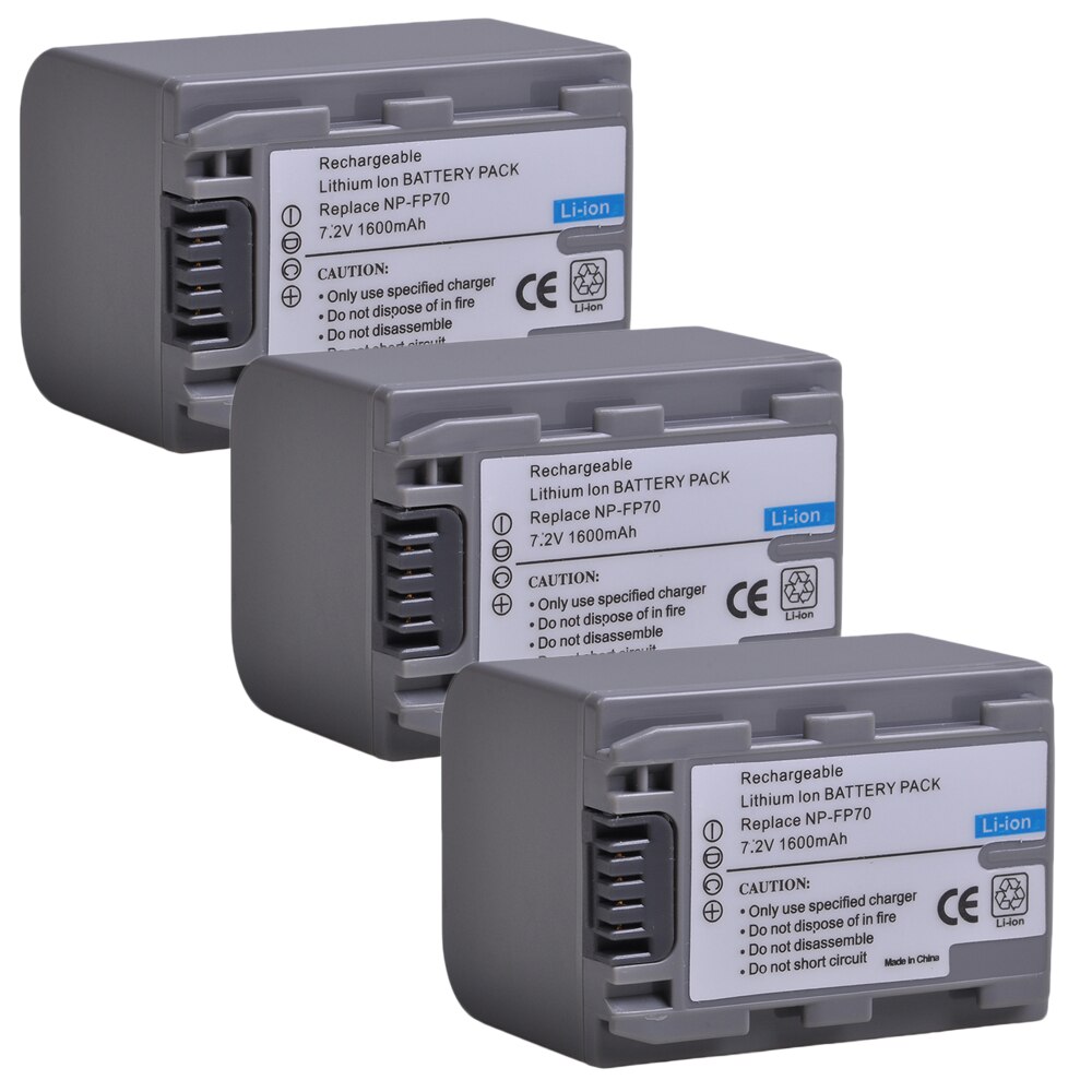 1600mAh NP-FP70 NPFP70 NP FP70 Battery for Sony NP-FP30, NP-FP50, NP-FP51, NP-FP60, NP-FP71, NP-FP90, DVD92, DVD103: 3x Battery